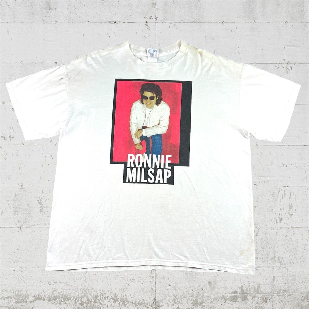 Vintage 90s Ronnie Milsap T-Shirt Mens XXL White Country Smokey Mountain Rain